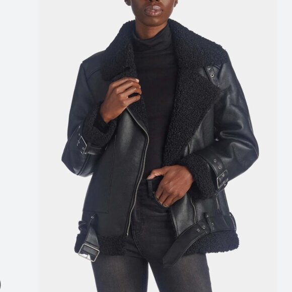Steve Madden Women's Quinn Faux Leather Lined Moto Jacket Small NWOT - Picture 6 of 8